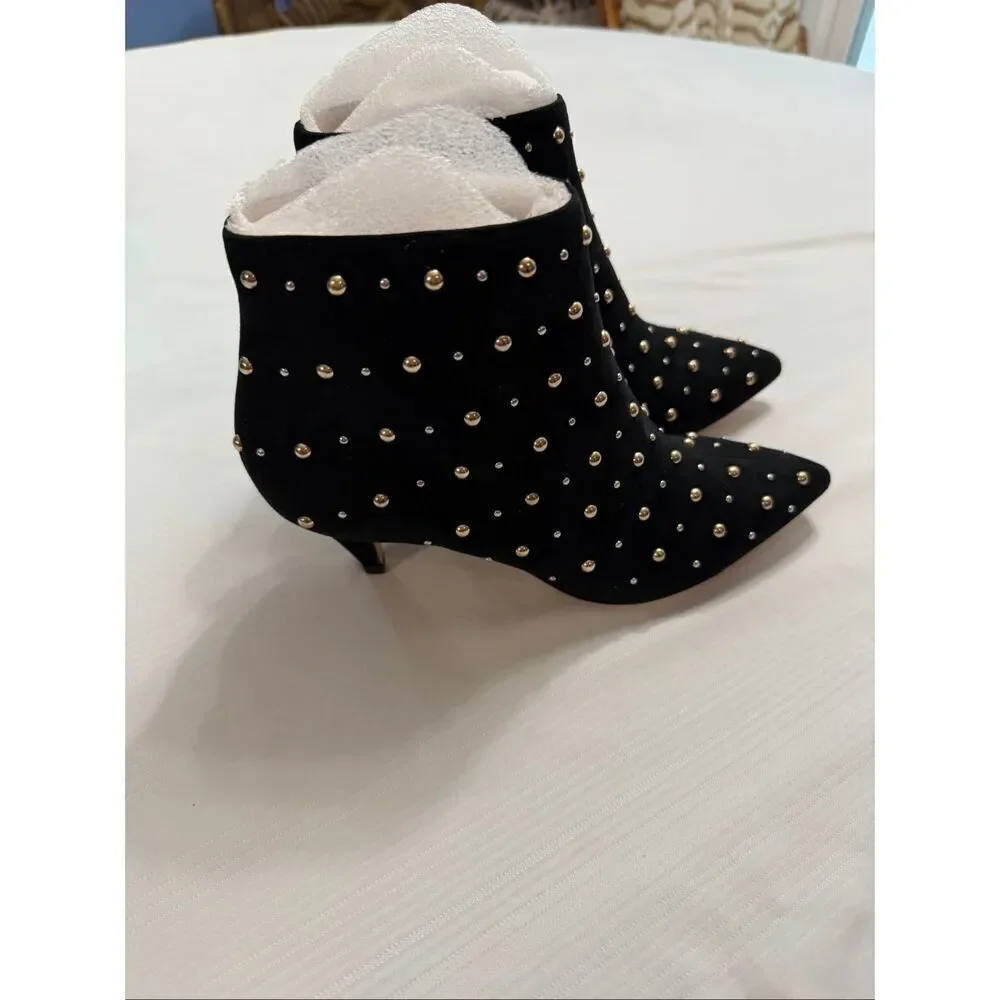 Kate Spade Starr Studded Beaded Black Ankle Boots Booties Women's Size 5 M